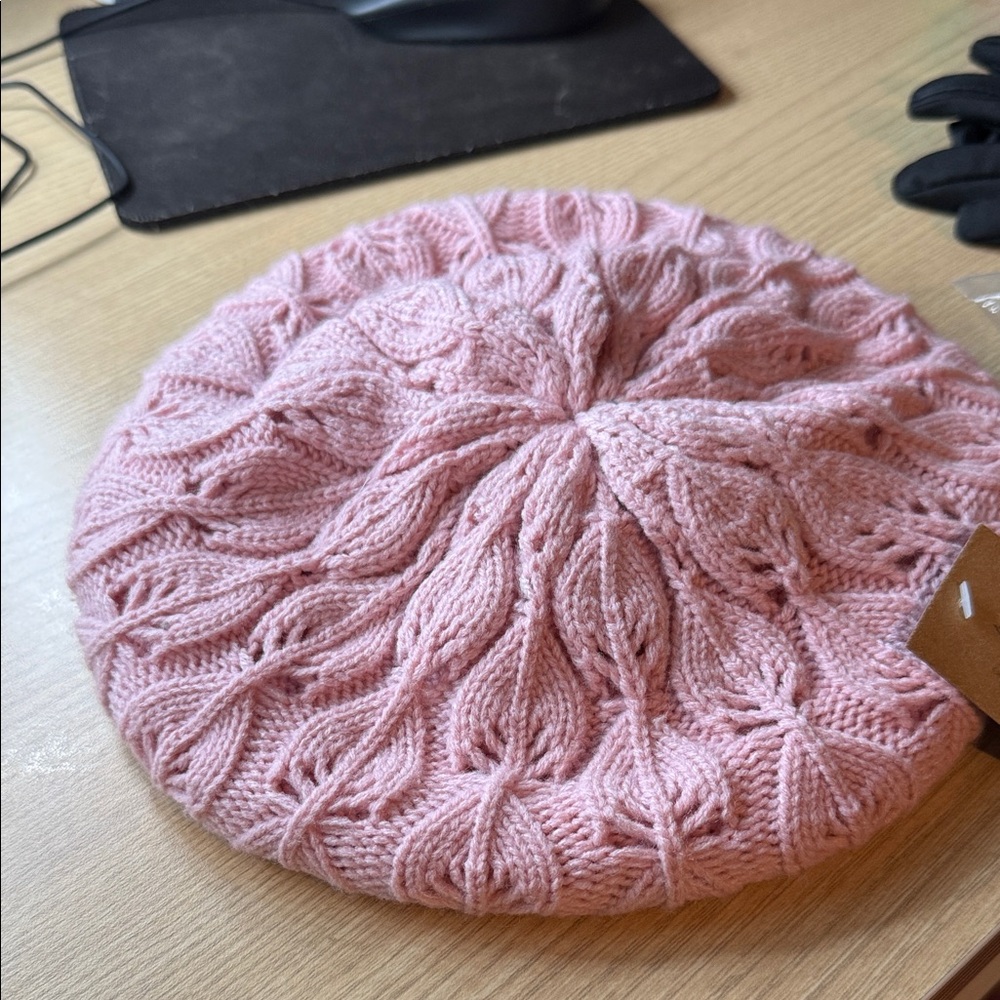 C.C Pink Cable Knit Beret